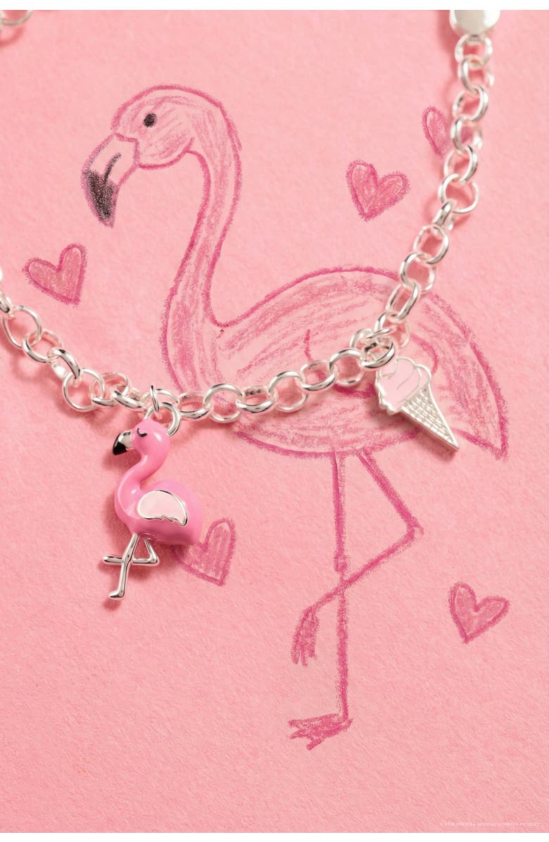 Alex and Ani Crayola x Alex and Ani Fan Favorites Tickle Me Pink Charm Bracelet, Alternate, color, Silver