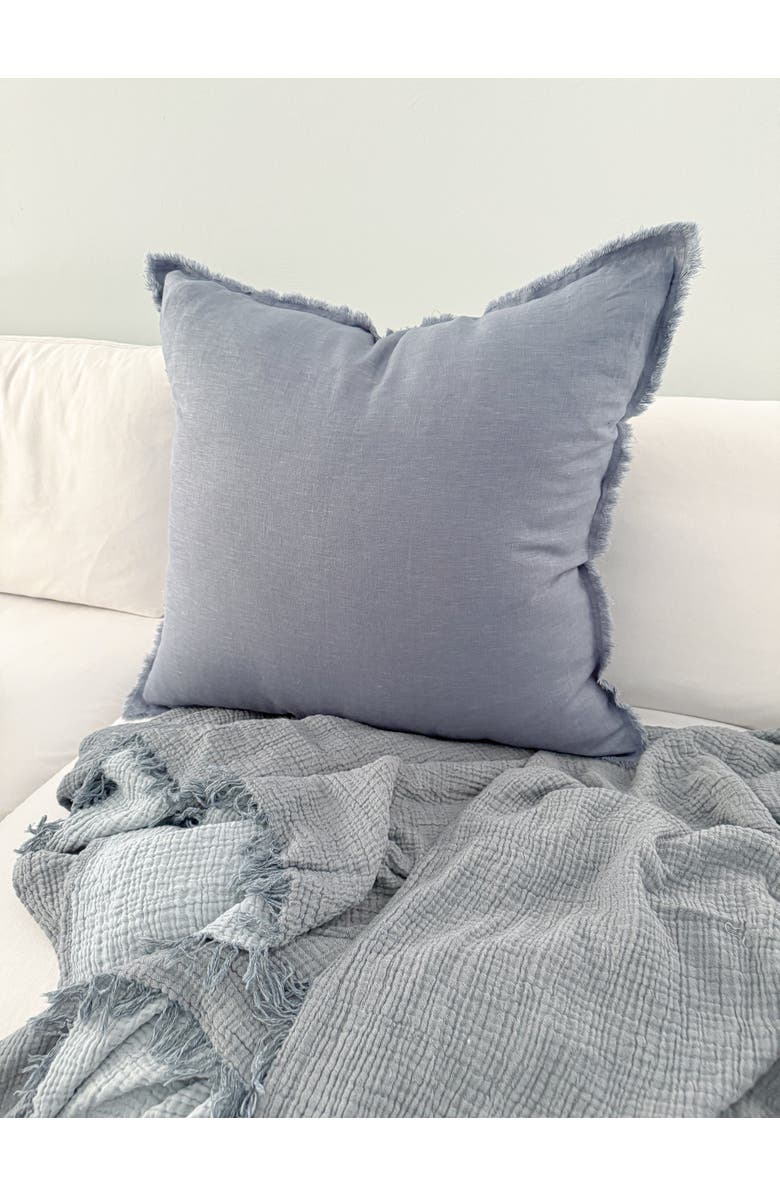 Anaya Soft Fringe Linen Pillow Cover Only, Alternate, color, Chambray Blue
