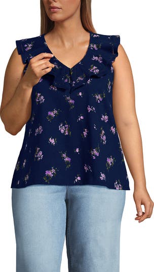 Lands' End V Neck Cascade Ruffle Top | Nordstrom