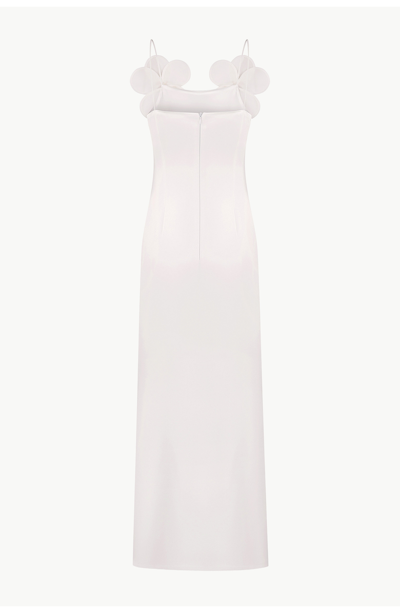 Malva Florea Long-Silhouette Sheath Dress With Delicate Straps and Floral Appliqus, Alternate, color, Ivory