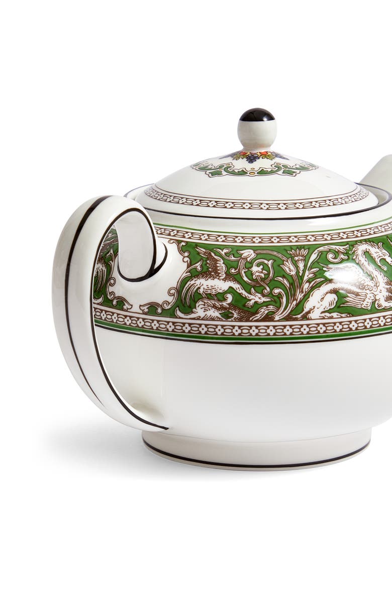 Wedgwood Florentine Bone China Teapot, Alternate, color, Verde
