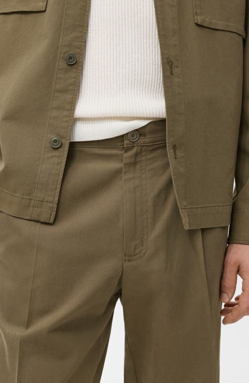 Mango Cotton Blend Straight Leg Pants In Green