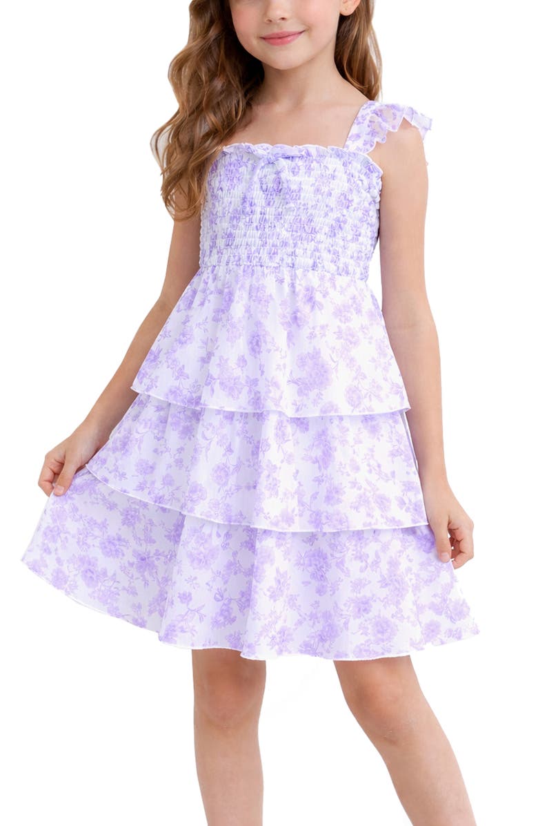 Zunie Kids' Sleeveless Chiffon Dress, Alternate, color, Lilac/ White