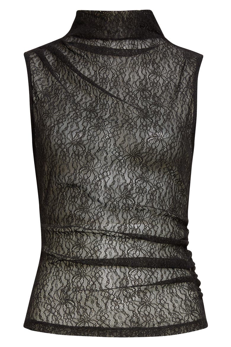 Mylie Lace Mock Neck Sleeveless Top, Alternate, color, BLACK