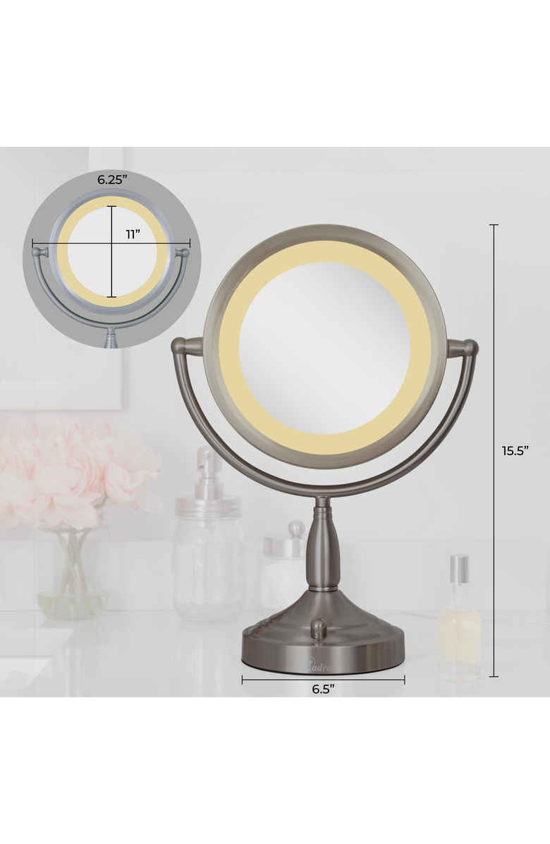 Zadro Lighted Makeup Mirror with 8X/1X Magnifications, Alternate, color, Satin Nickel