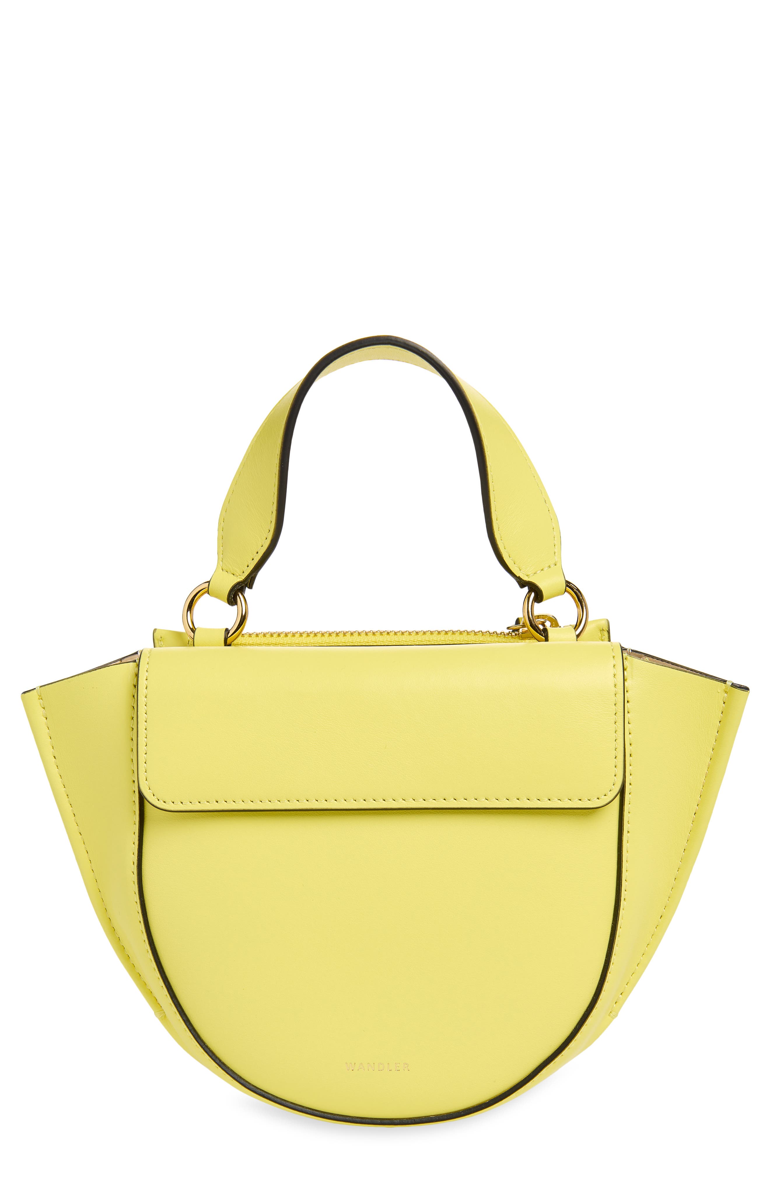 Wandler Small Hortensia Leather Handbag, Main, color, Lemon