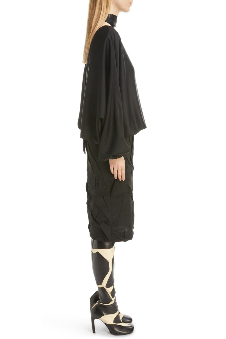 Dostas Long Sleeve Tie Neck Dress, Alternate, color, BLACK
