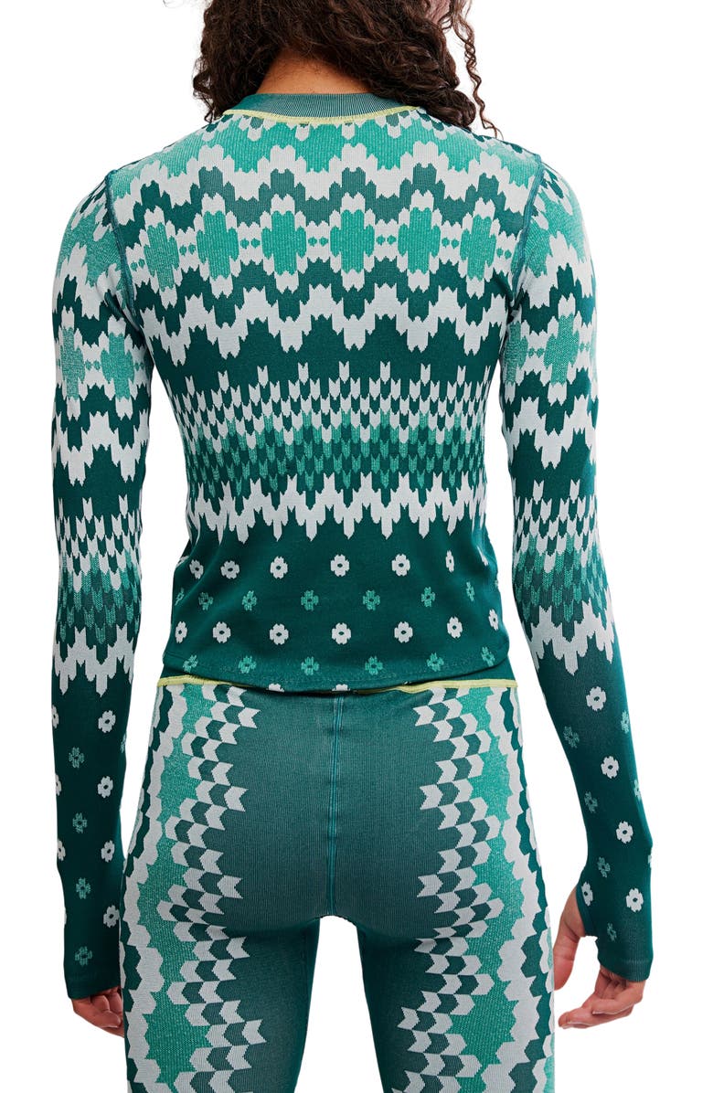 FP Movement by Free People Myoko Jacquard Layer T-Shirt, Alternate, color, Evergreen Isle Knit