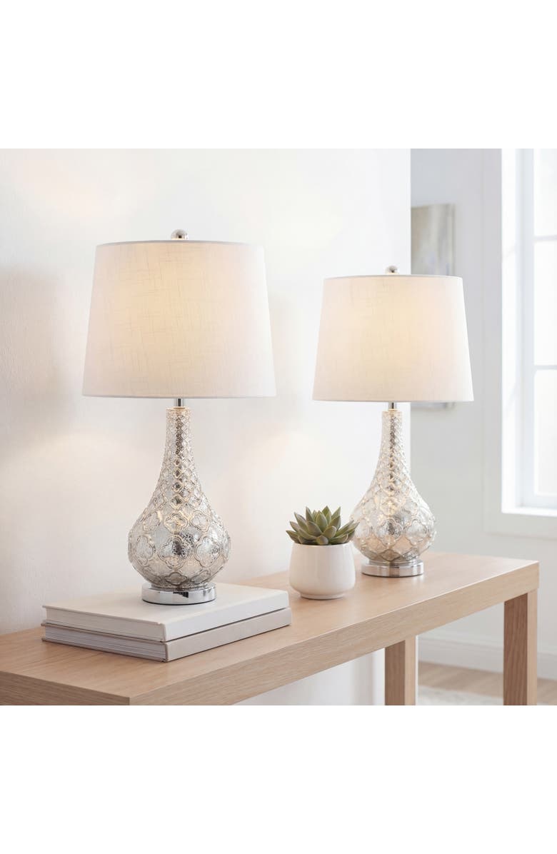 JONATHAN Y Darren 25.5" Glass LED Table Lamp, Mercury Silver, Main, color, 