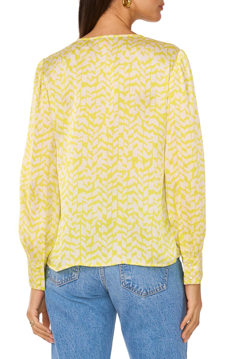 Vince Camuto Abstract Print Shirred Button-Up Shirt, Alternate, color,