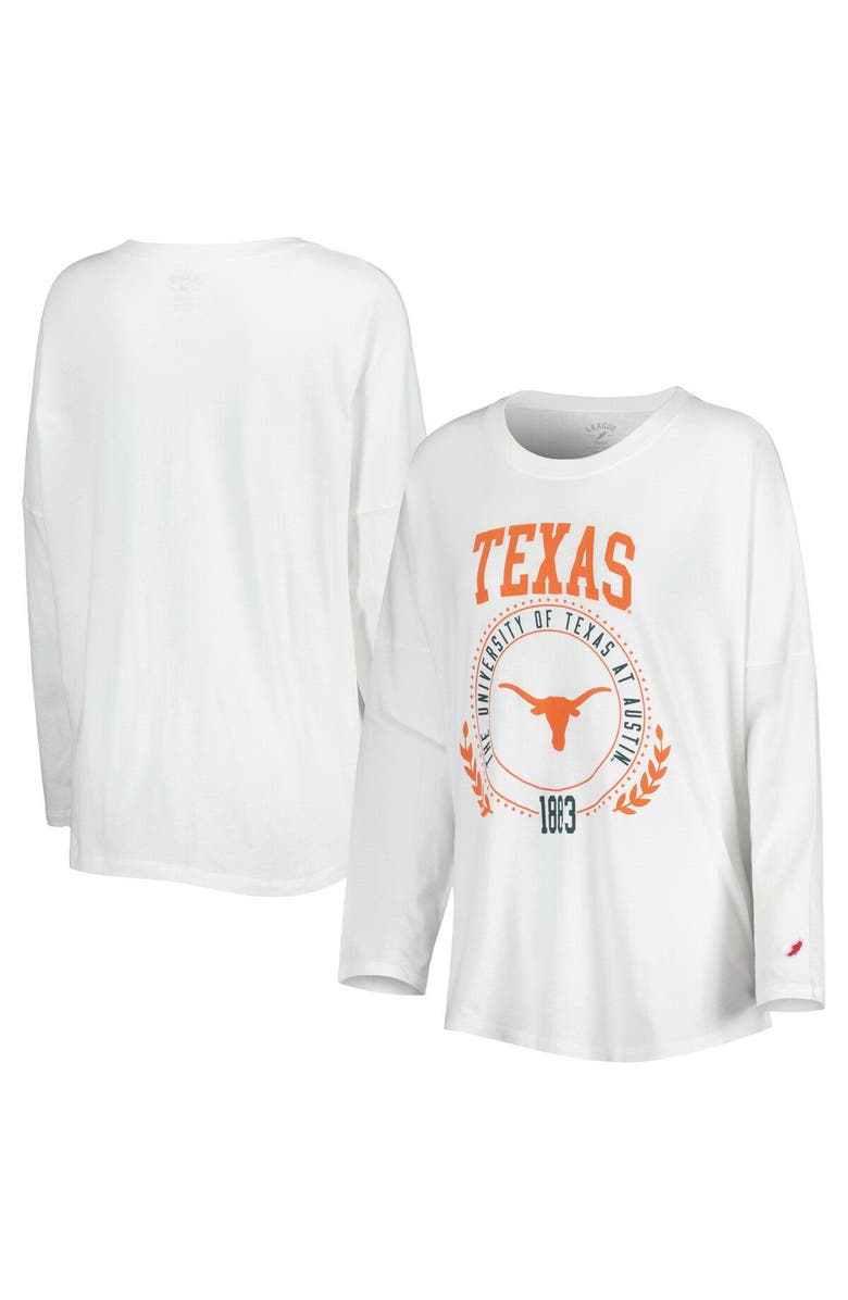 LEAGUE COLLEGIATE WEAR Women's League Collegiate Wear White Texas Longhorns Clothesline Oversized Long Sleeve T-Shirt, Main, color, 