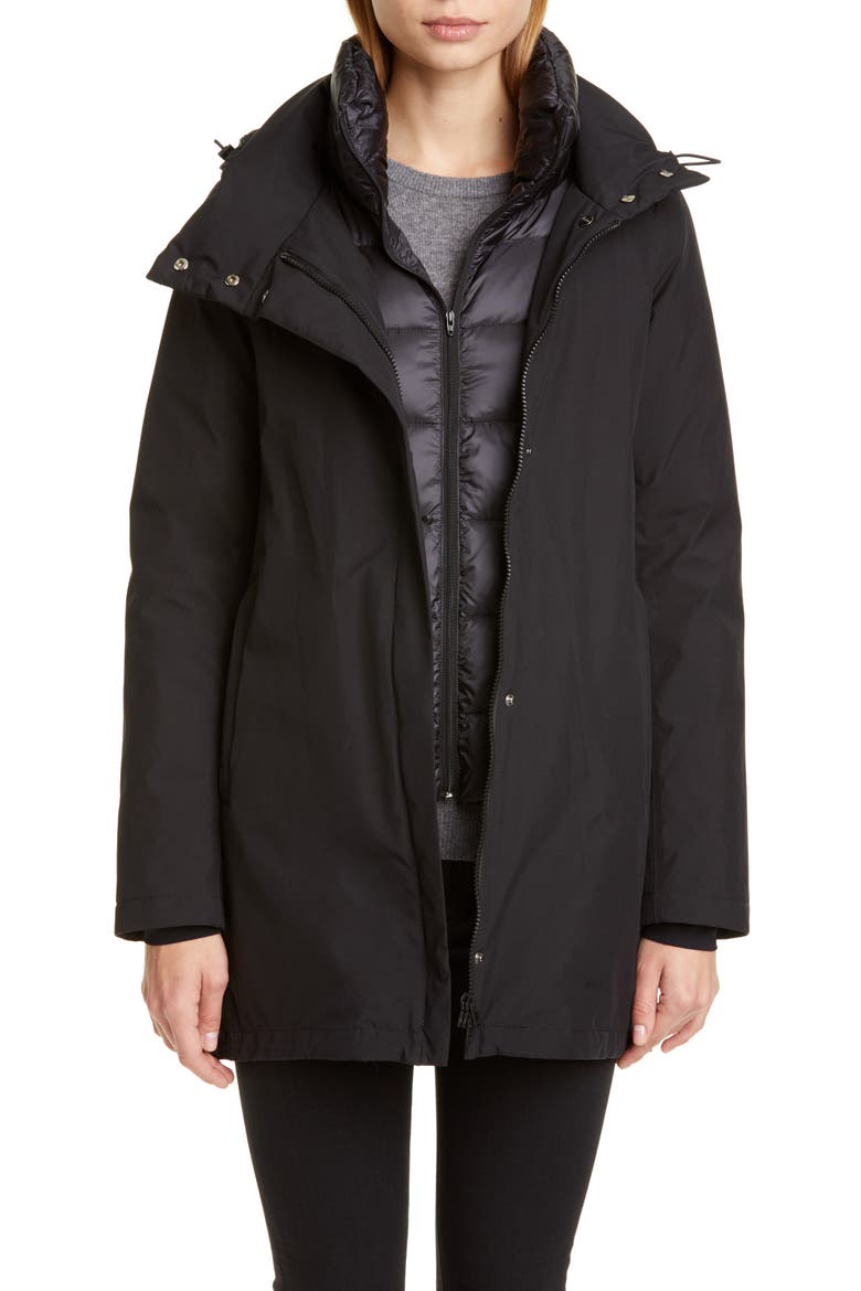 Gore-Tex® Coat with Removable Down Bib, Main, color, BLACK