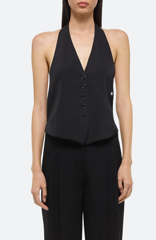 Helmut Lang Halter Vest Fluid Twill Top In Black