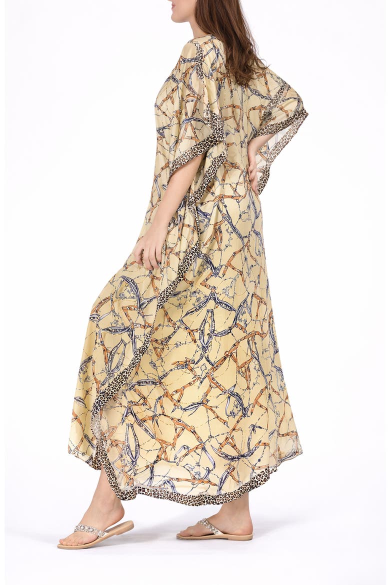 Print V-Neck Maxi Caftan, Alternate, color, YELLOW
