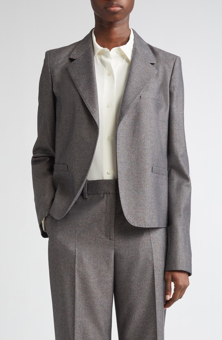 Lafayette 148 New York Pixelated Wool Blend Twill Crop Boyfriend Blazer, Main, color, Cinder Multi