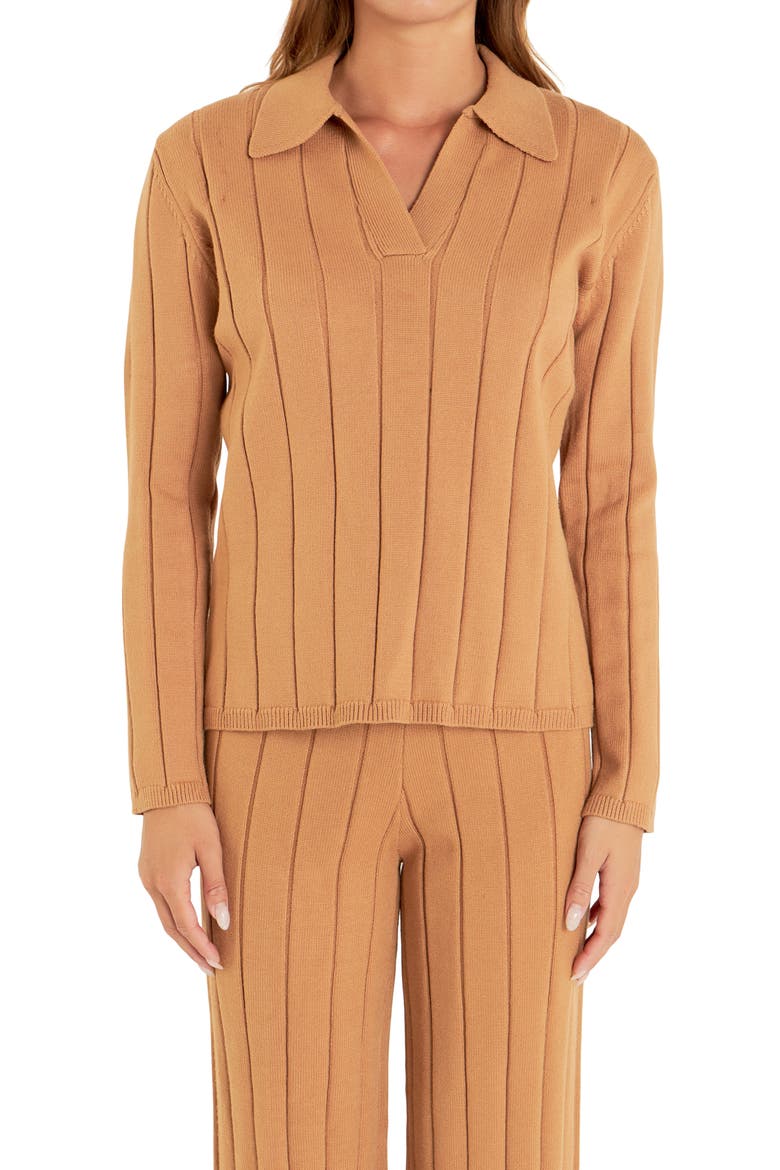 Long Sleeve Rib Knit Top, Alternate, color, CAMEL