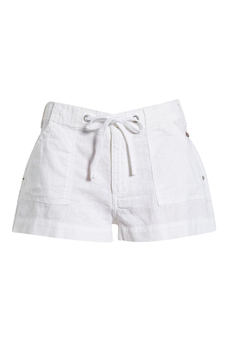 Linen & Cotton Drawstring Shorts, Alternate, color, WHITE
