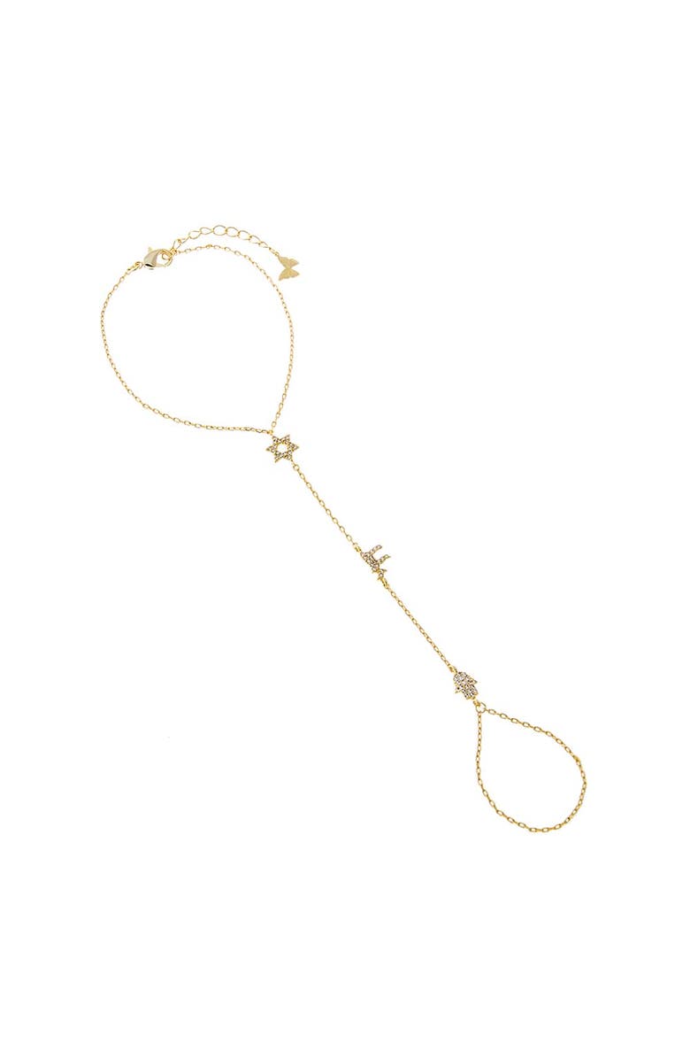 BY ADINA EDEN Pave Jewish Charms Hand Chain Bracelet, Main, color, Gold