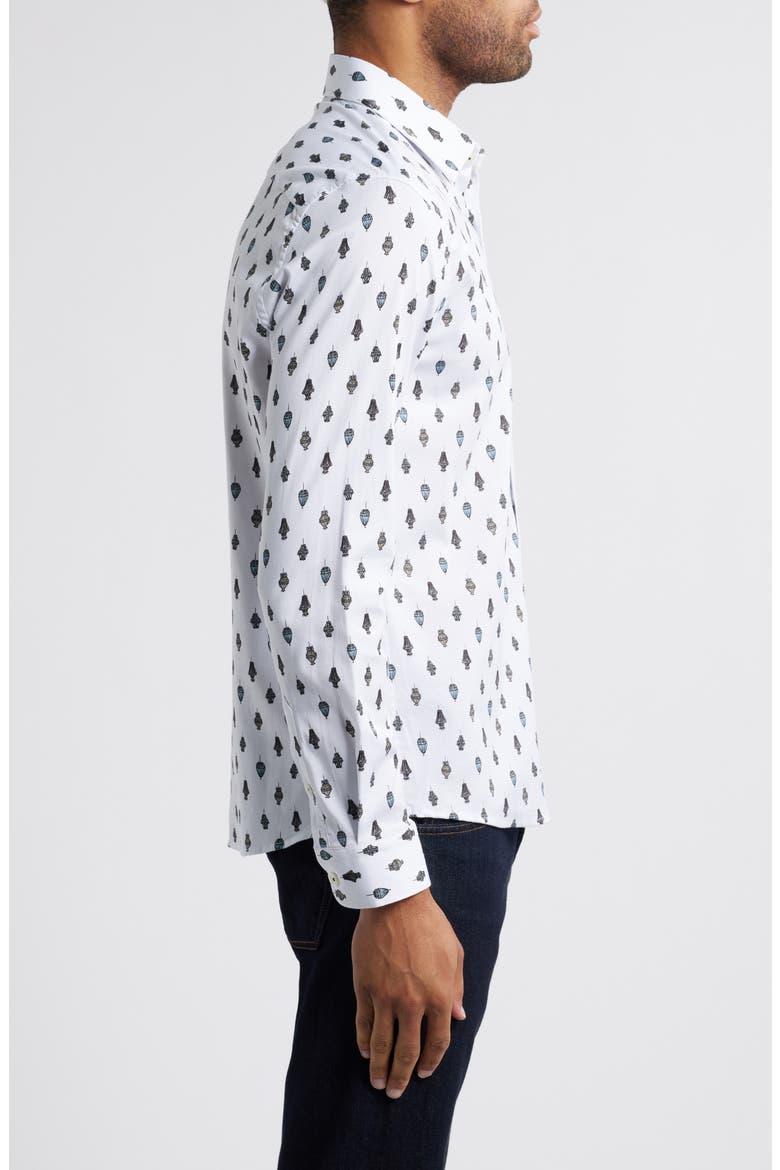 Chandelier Print Button-Up Shirt, Alternate, color, WHITE