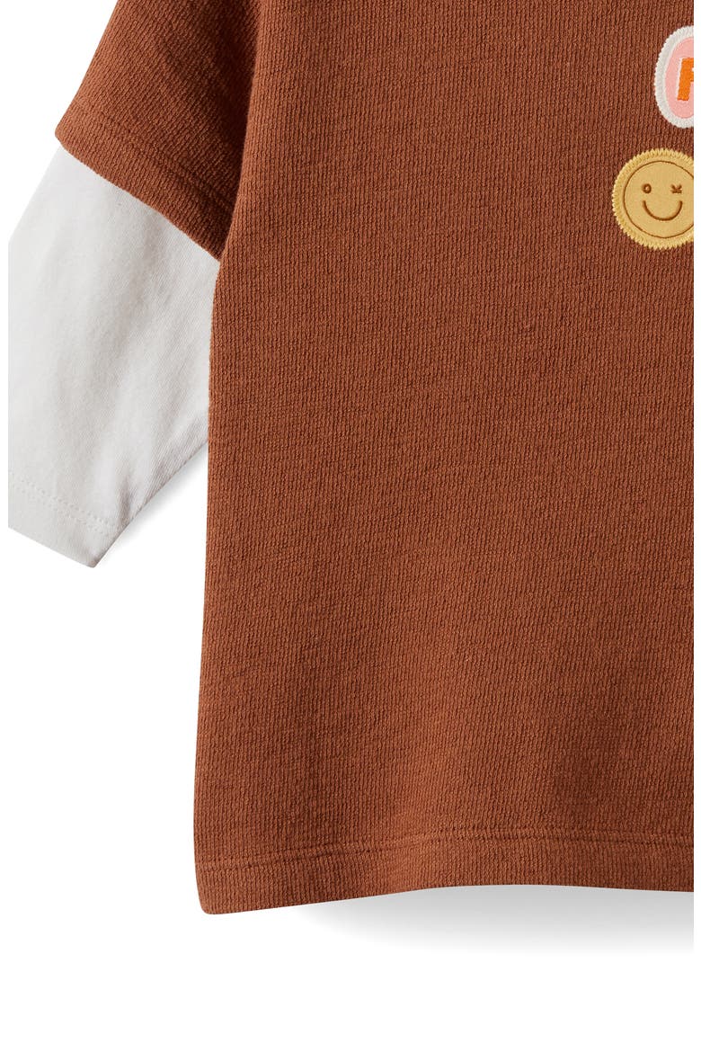 Baby Long Sleeve Layered Tee, Alternate, color, Chestnut Vanilla