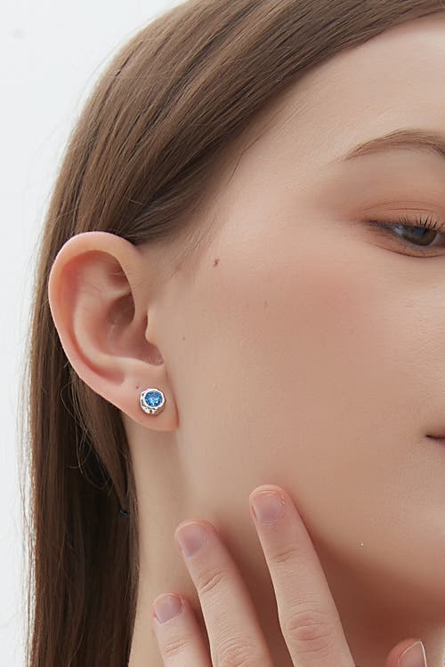 Classicharms Skyler Molten Cubic Zirconia Stud Earrings In Blue