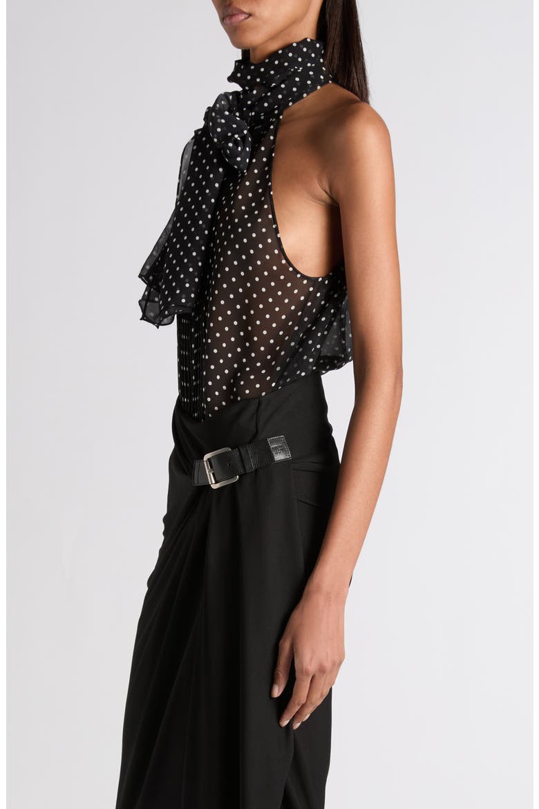 Polka Dot Scarf Neck Silk Chiffon Top (Women) | Nordstrom
