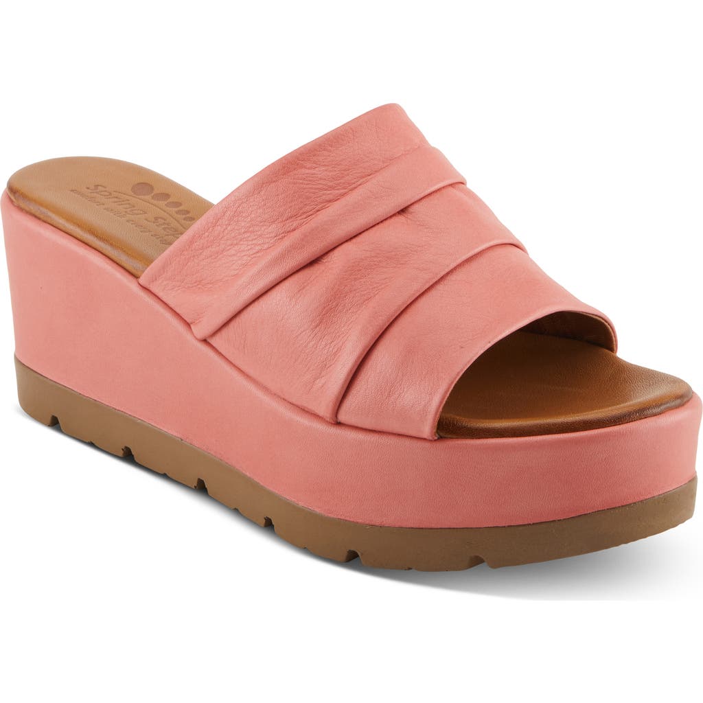 Spring Step Allerton Platform Wedge Slide Sandal In Salmon