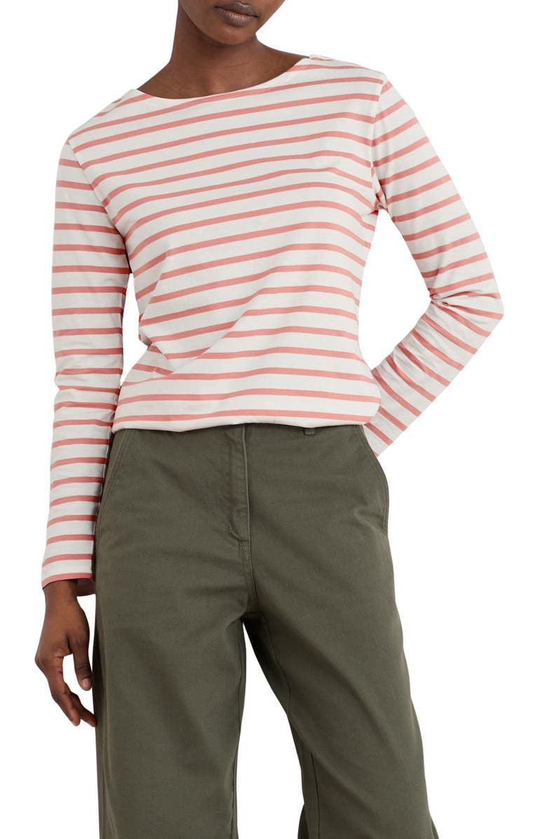 Seasalt Cornwall Sailor Stripe Organic Cotton Top, Main, color, Breton Dusty Rose