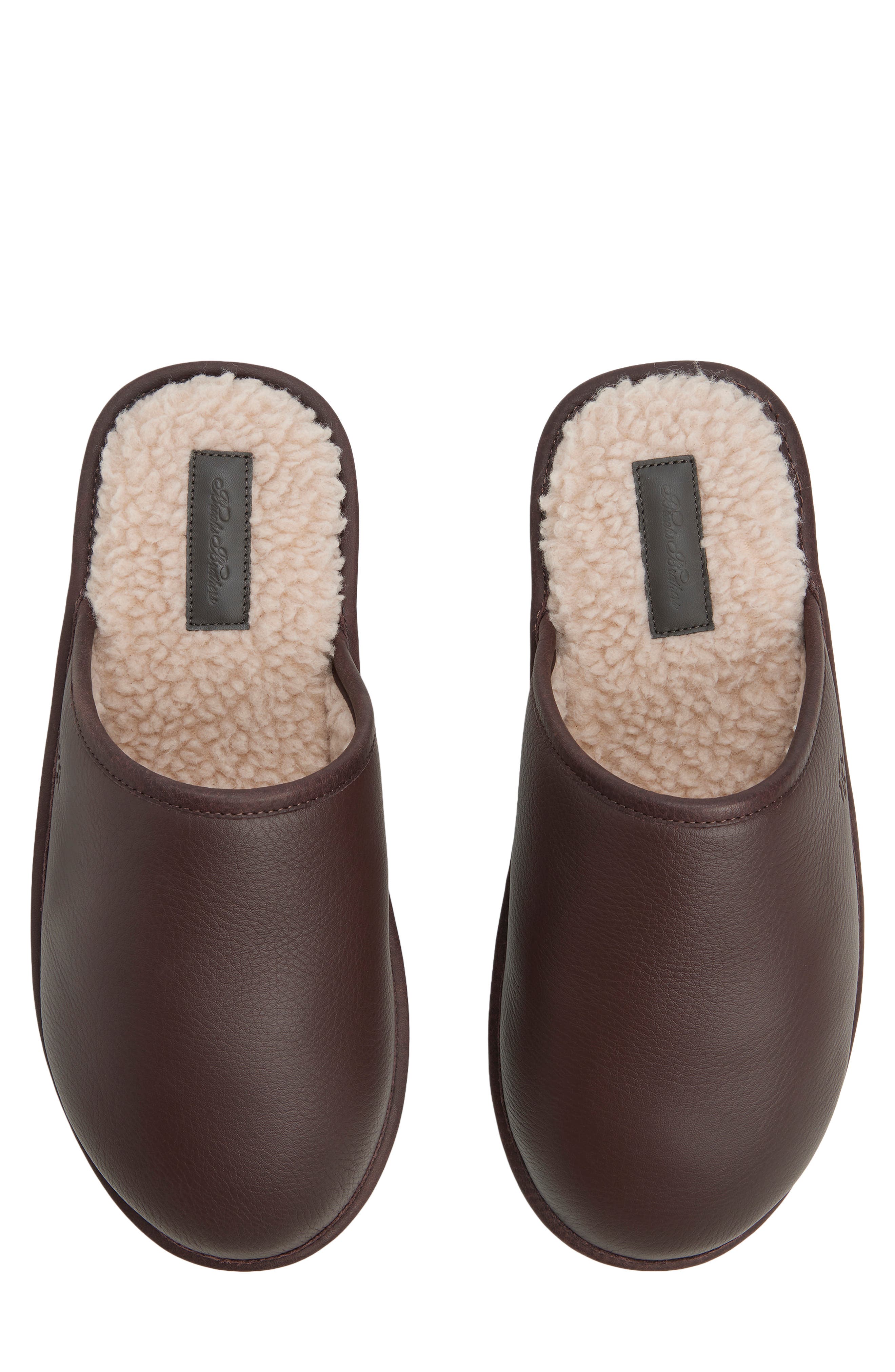 Henri Genuine Shearling Lined Leather Slipper, Alternate, color, MEDIUM RED