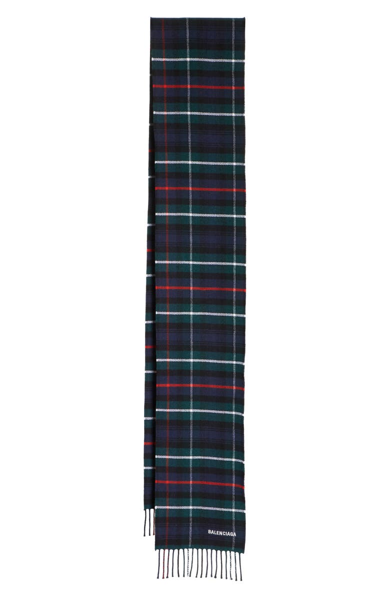 Balenciaga Plaid Logo Scarf, Main, color, 