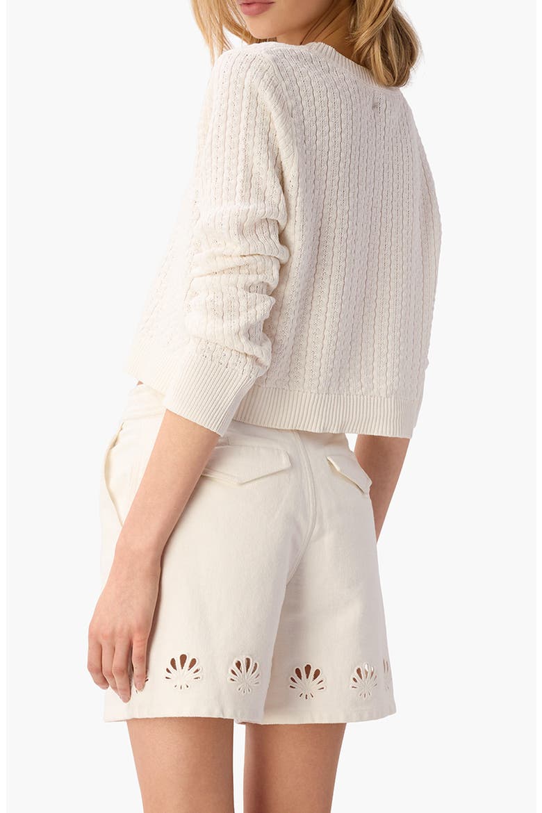 Lesley Cropped Crewneck Sweater, Alternate, color, MACADAMIA