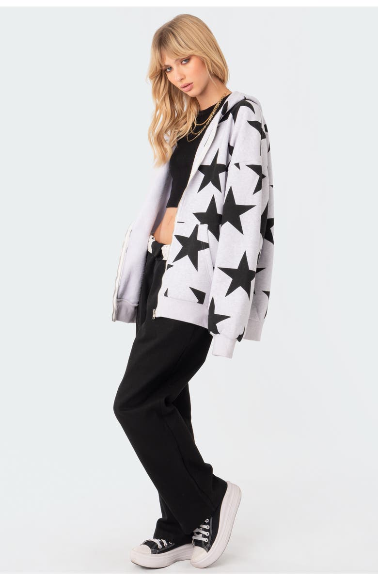 EDIKTED Star at Me Oversize Hoodie, Alternate, color, Grey