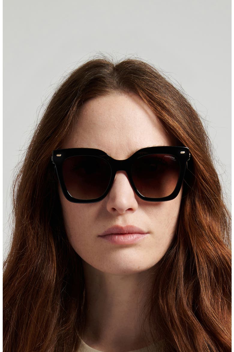 52mm Gradient Rectangular Sunglasses, Alternate, color, BLACK/ WHITE/ BROWN SF