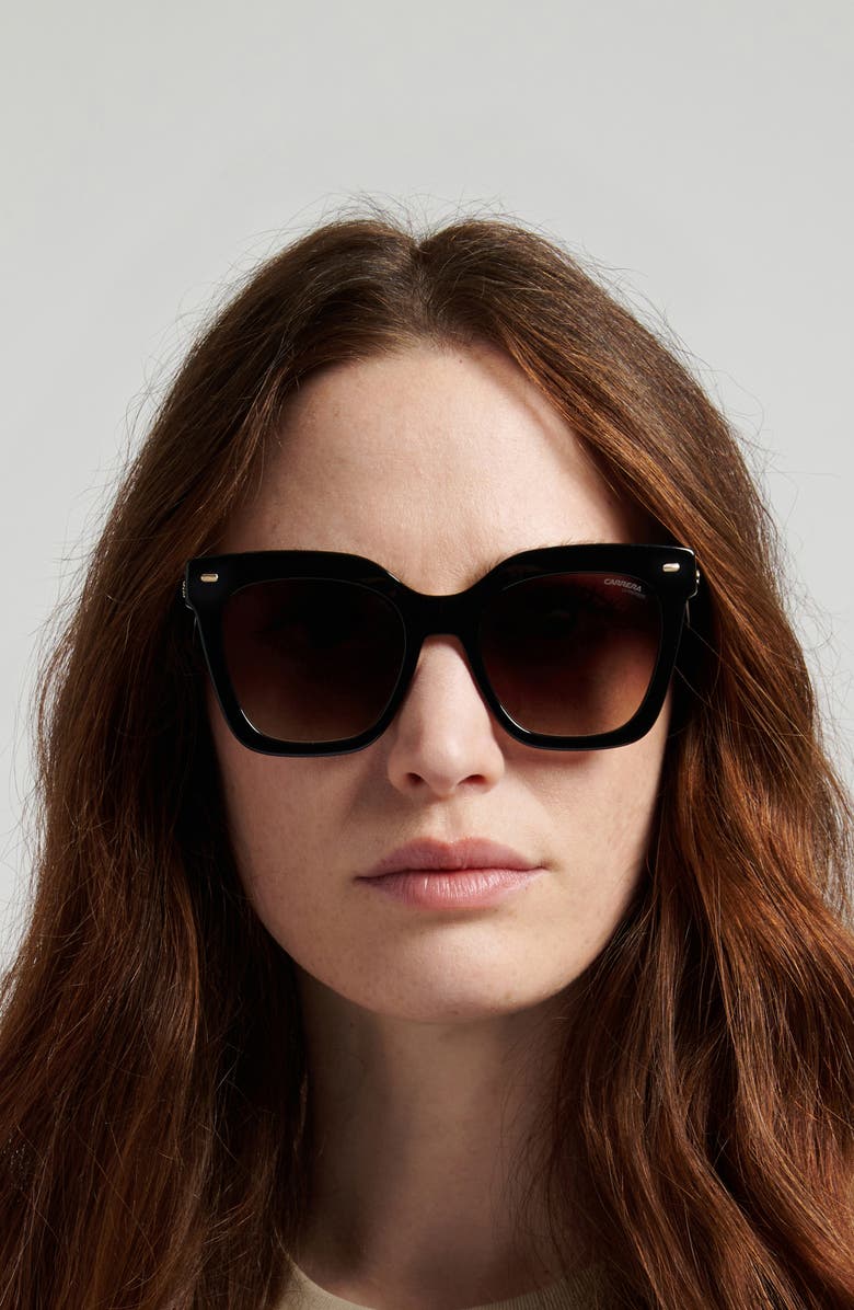 Carrera Eyewear 52mm Gradient Rectangular Sunglasses, Alternate, color, Black/ White/ Brown Sf