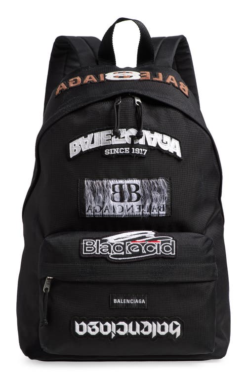 Balenciaga Explorer Patches Backpack in Black 