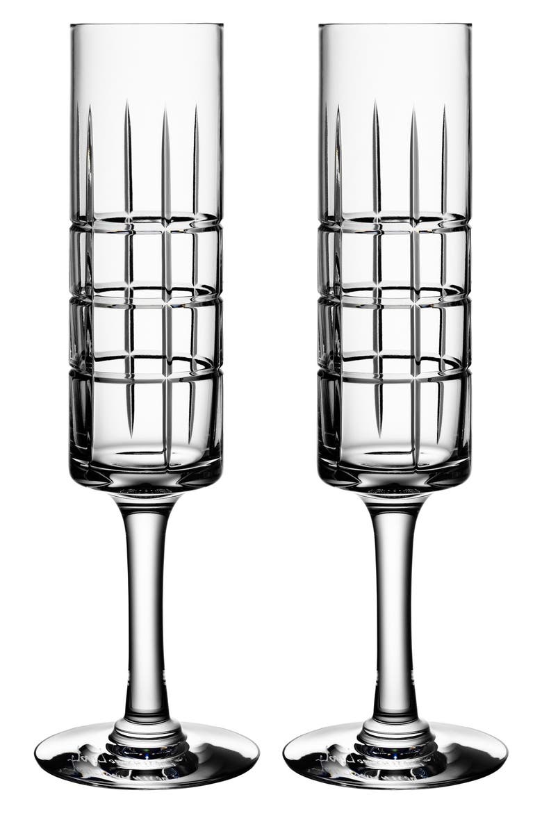 'Street' Crystal Champagne Flutes, Main, color, CLEAR