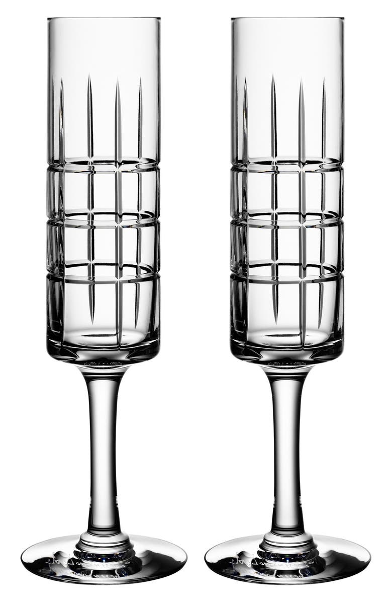 Orrefors 'Street' Crystal Champagne Flutes, Main, color, Clear