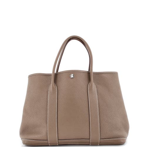 Pre-owned Hermes  Hermes Garden Party Tote Leather 36 In Brown
