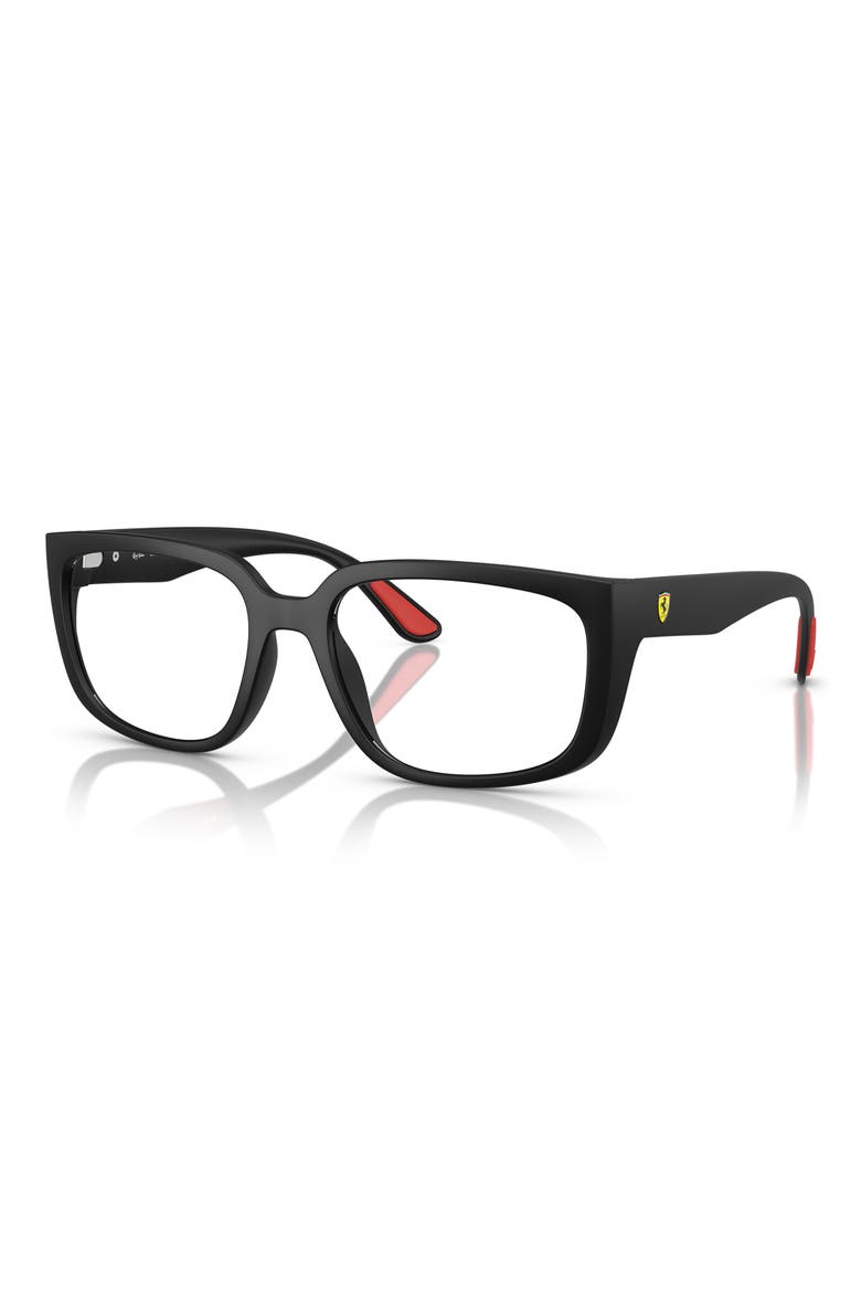 x Scuderia Ferrari 55mm Square Optical Glasses, Alternate, color, MATTE BLACK