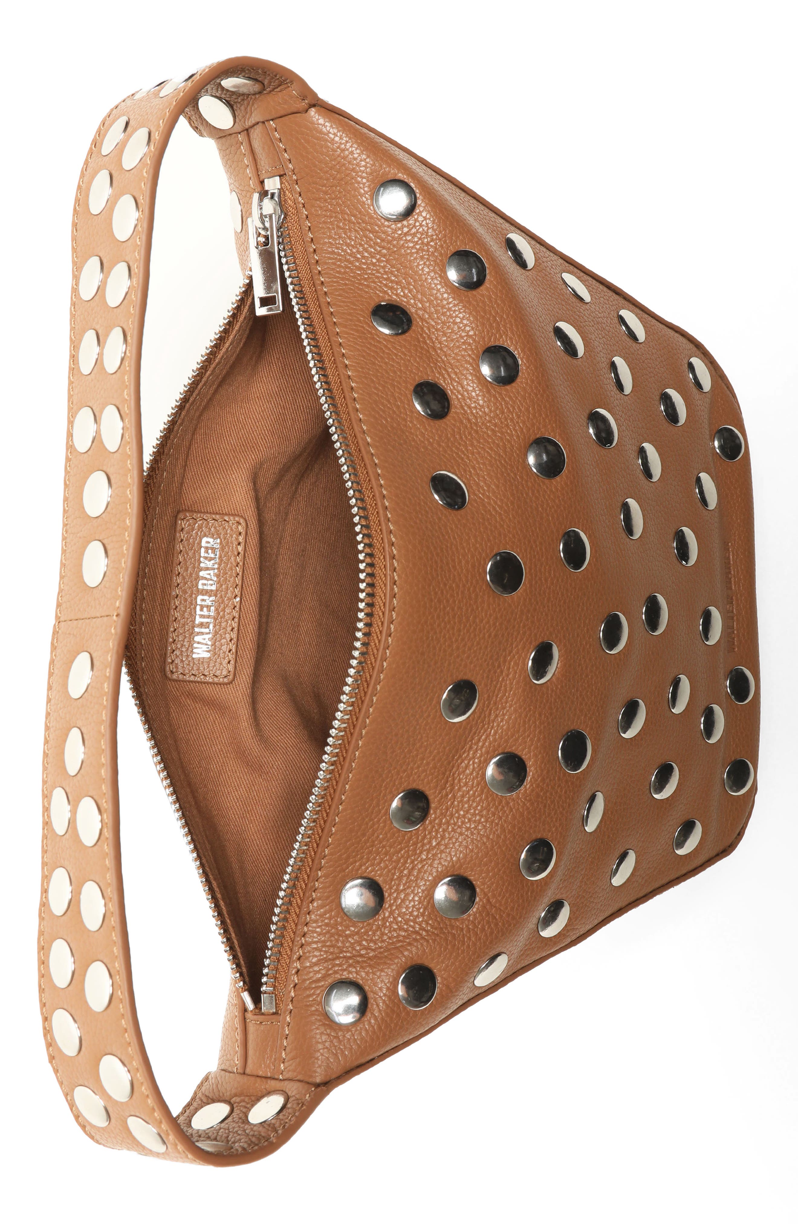 Walter Baker Hendrix Stud Leather Shoulder Bag, Alternate, color, Camel