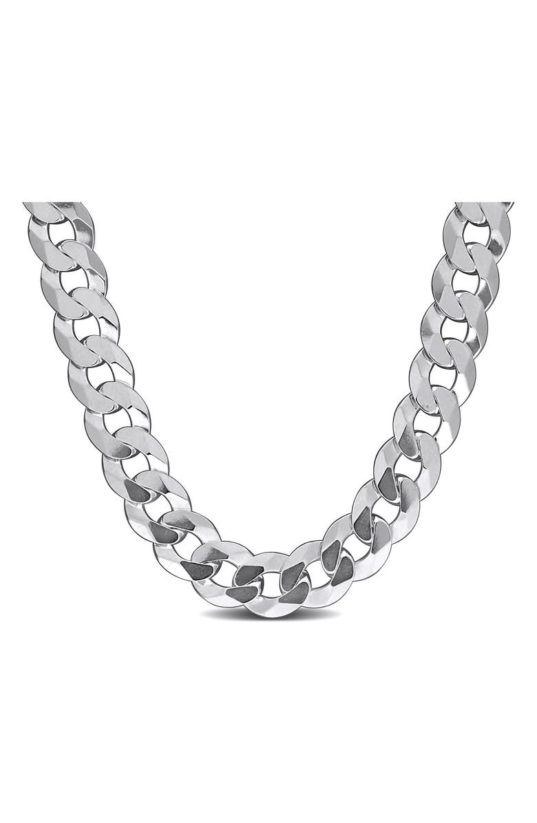 DELMAR Sterling Silver Bevel Curb Chain Necklace, Main, color,