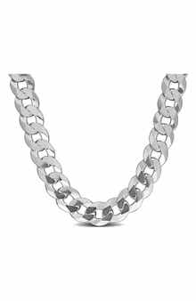 DELMAR Sterling Silver Bevel Curb Chain Necklace