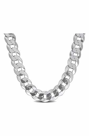 DELMAR Sterling Silver Bevel Curb Chain Necklace
