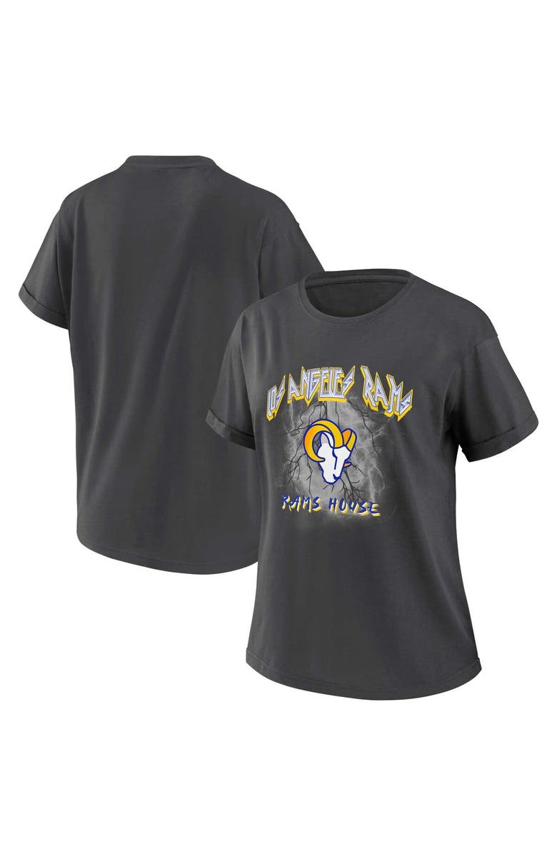 WEAR by Erin Andrews Women's WEAR by Erin Andrews Charcoal Los Angeles Rams Boyfriend T-Shirt, Main, color, 
