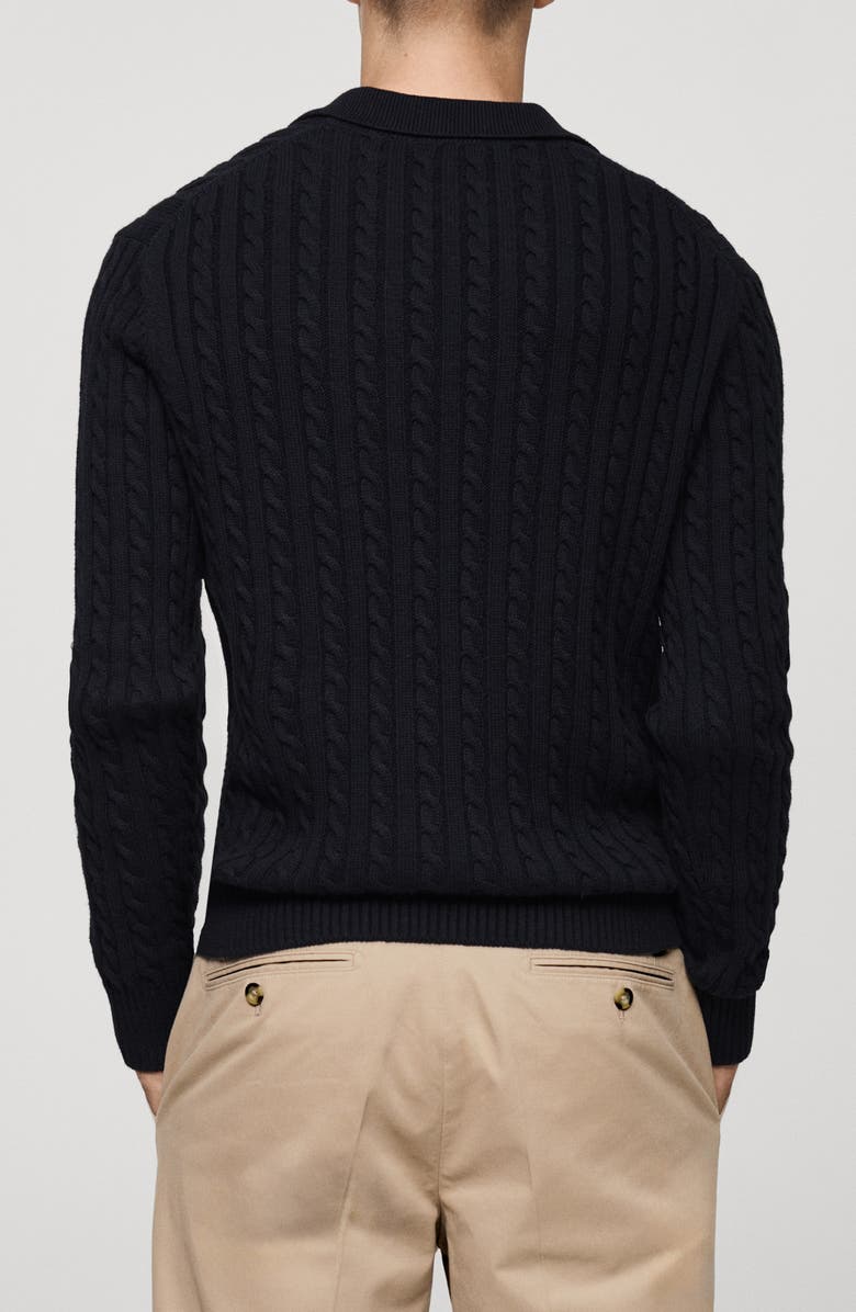 MANGO Cable Knit Polo Sweater, Alternate, color, 