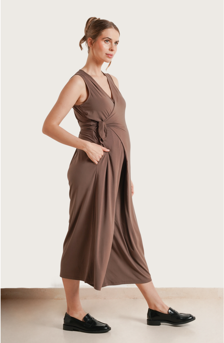 Nom Maternity Francesca Maternity & Nursing Cropped Jumpsuit, Alternate, color, Mushroom