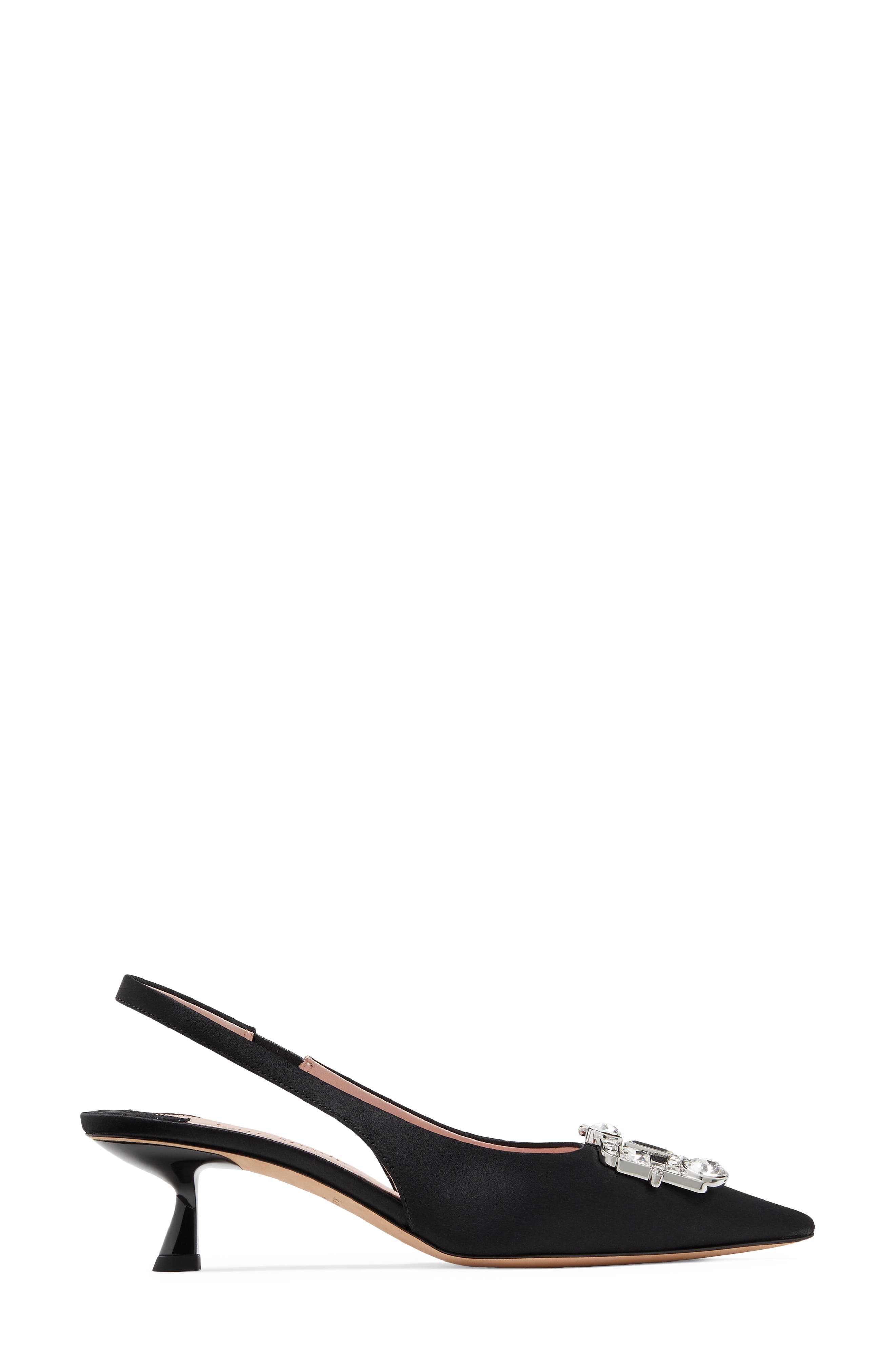 Kate Spade New York renata slingback pointed toe kitten heel pump, Alternate, color, Black