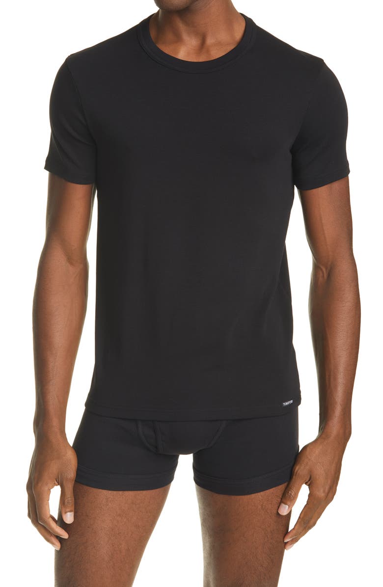 TOM FORD Cotton Jersey Crewneck T-Shirt, Main, color, Black