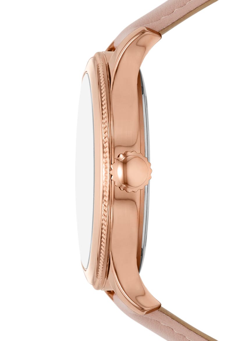 Brynn Multifunction Leather Strap Watch, 38mm, Alternate, color, ROSE GOLD