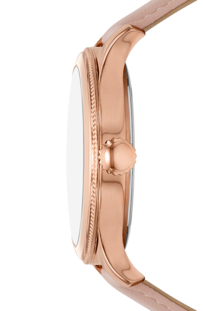 Fossil Brynn Multifunction Leather Strap Watch, 38mm, Alternate, color, Rose Gold